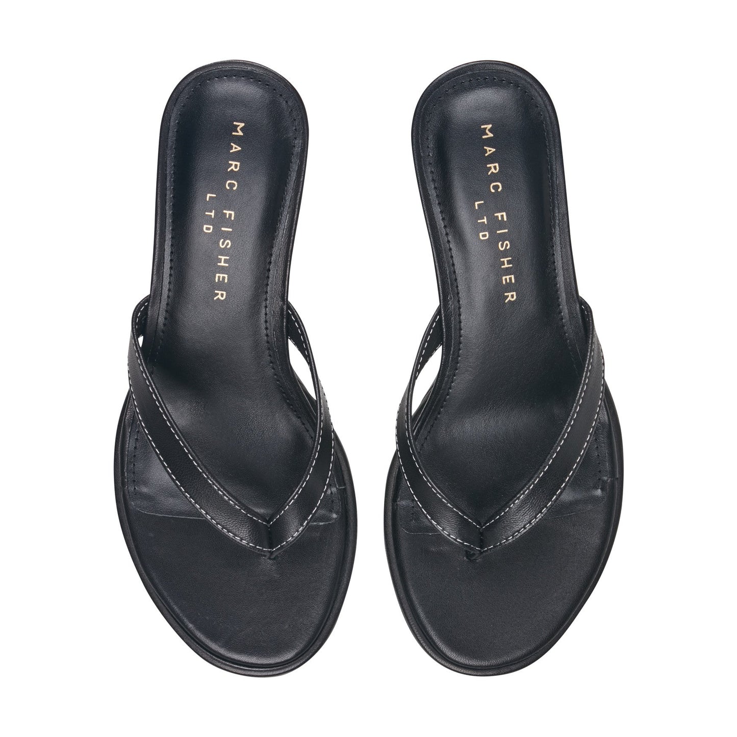 Marc Fisher Antonia Leather Thong Sandal - Black Leather