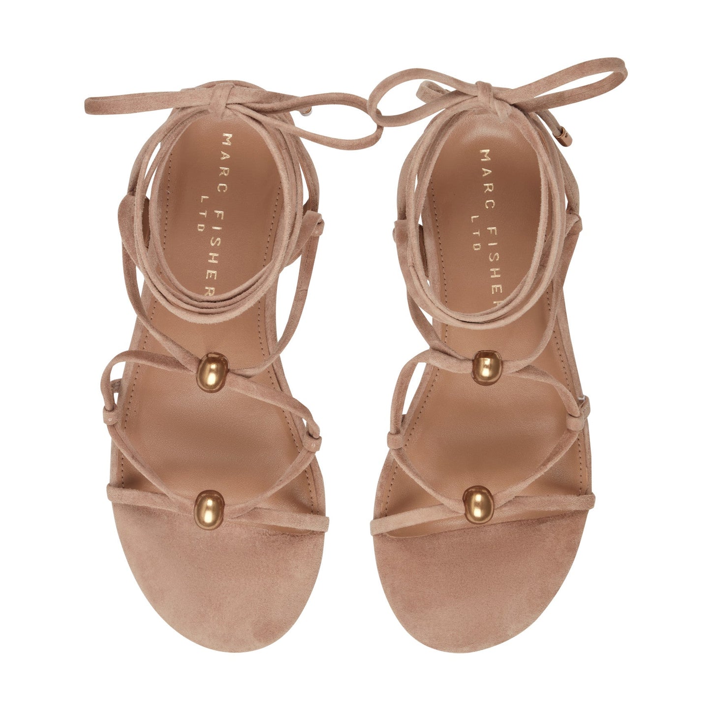 Marc Fisher Ellan Ankle Wrap Leather Sandal - Natural Suede