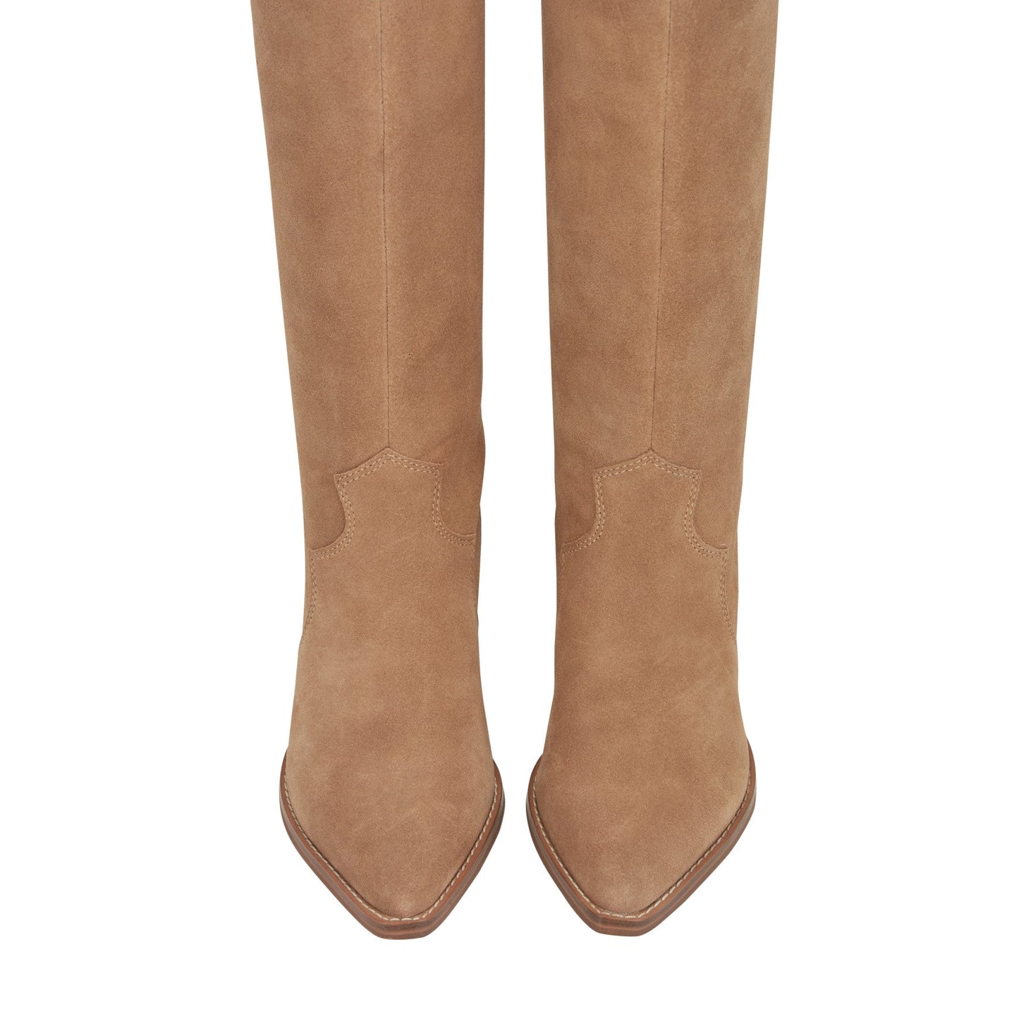 Marc Fisher Ander Leather Western Boot - Medium Natural Suede