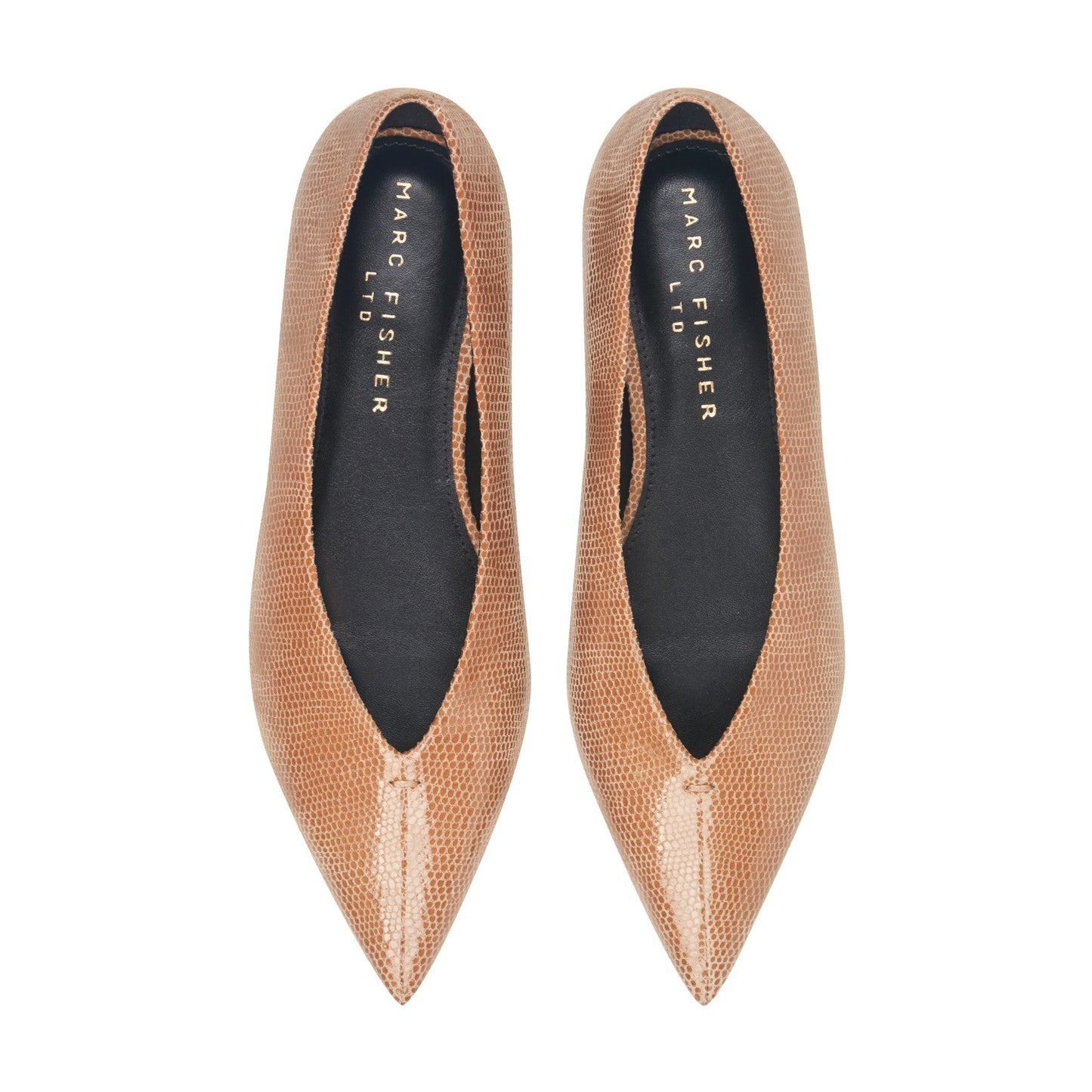Marc Fisher Casee Leather Flat - Natural Embossed Leather