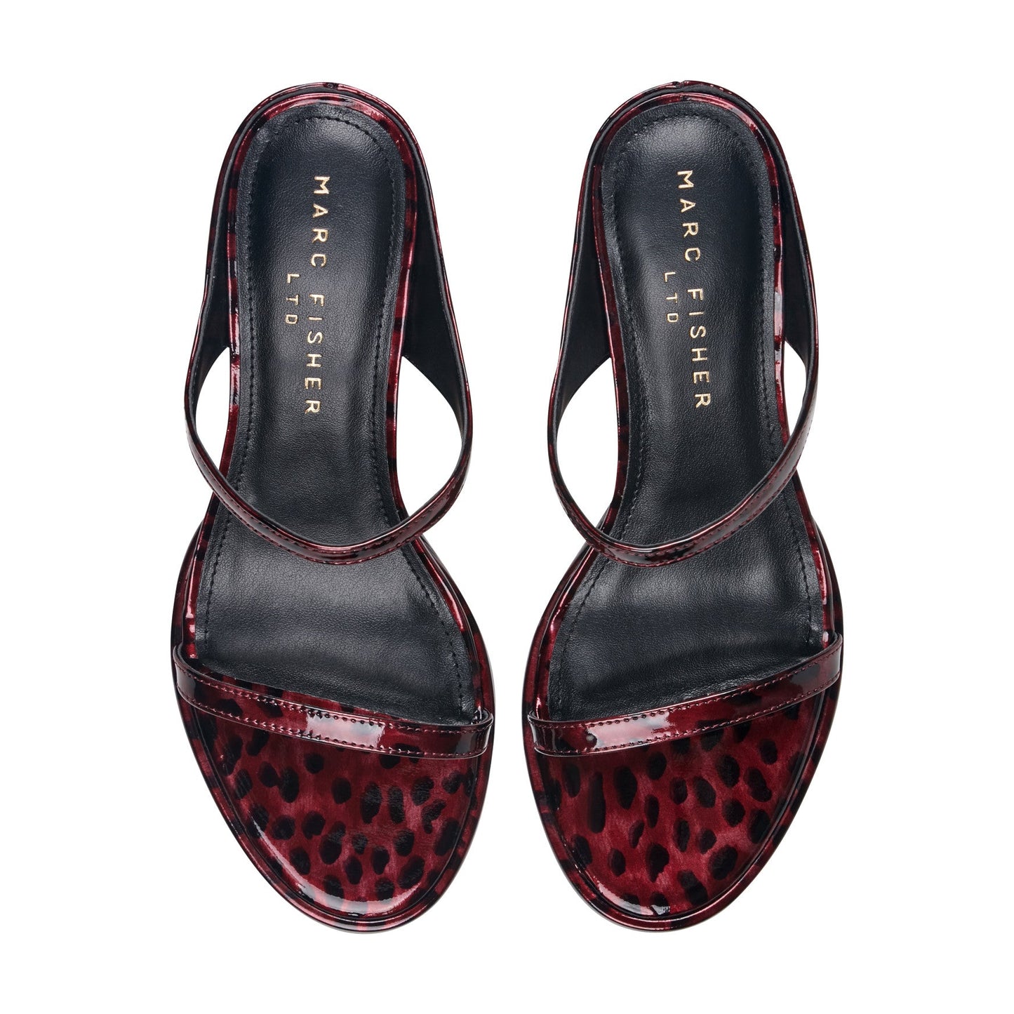 Marc Fisher Alonde Leather Heeled Slide Sandal - Dark Red Patent Leather