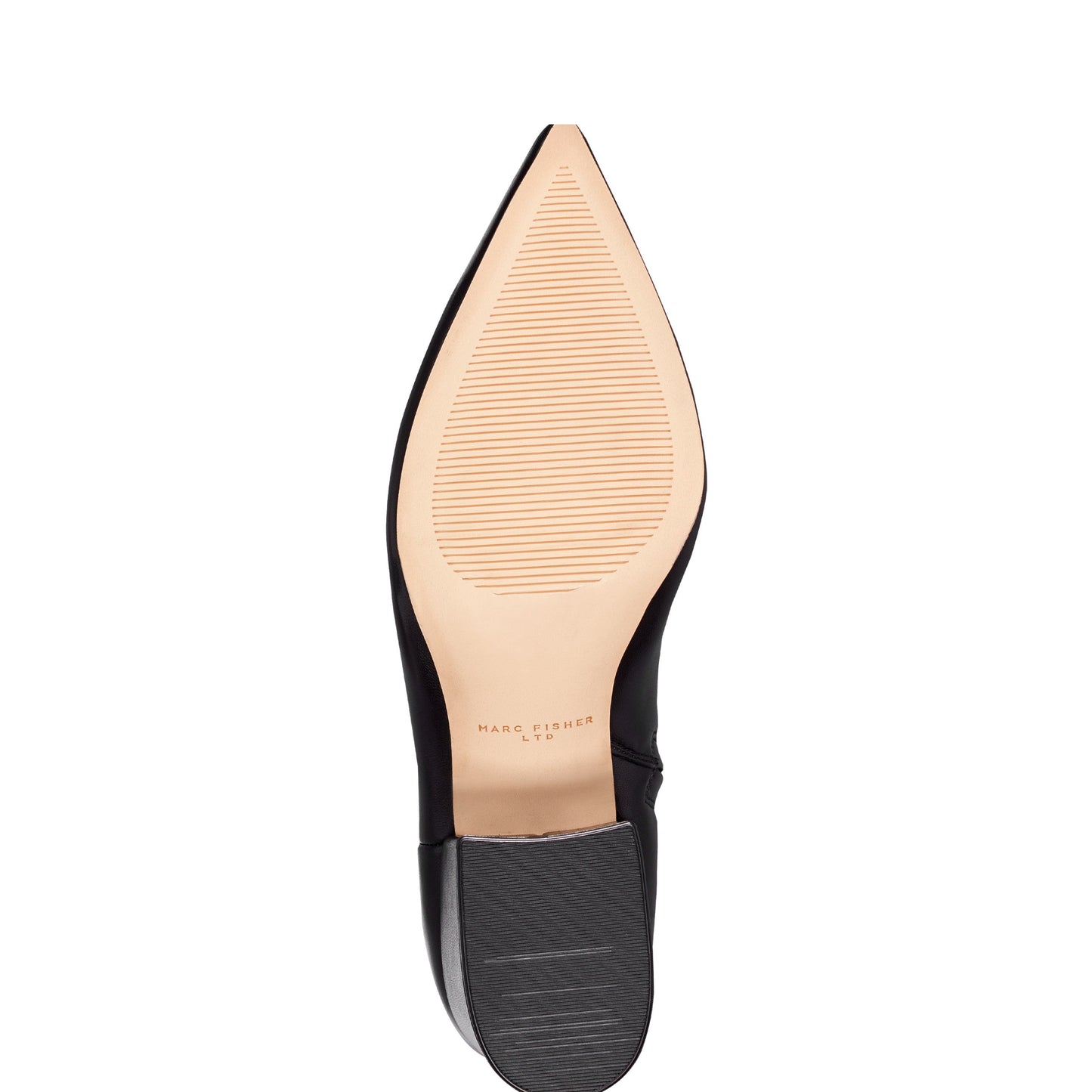 Marc Fisher Alfie Block Heel Leather Ankle Bootie - Black Leather