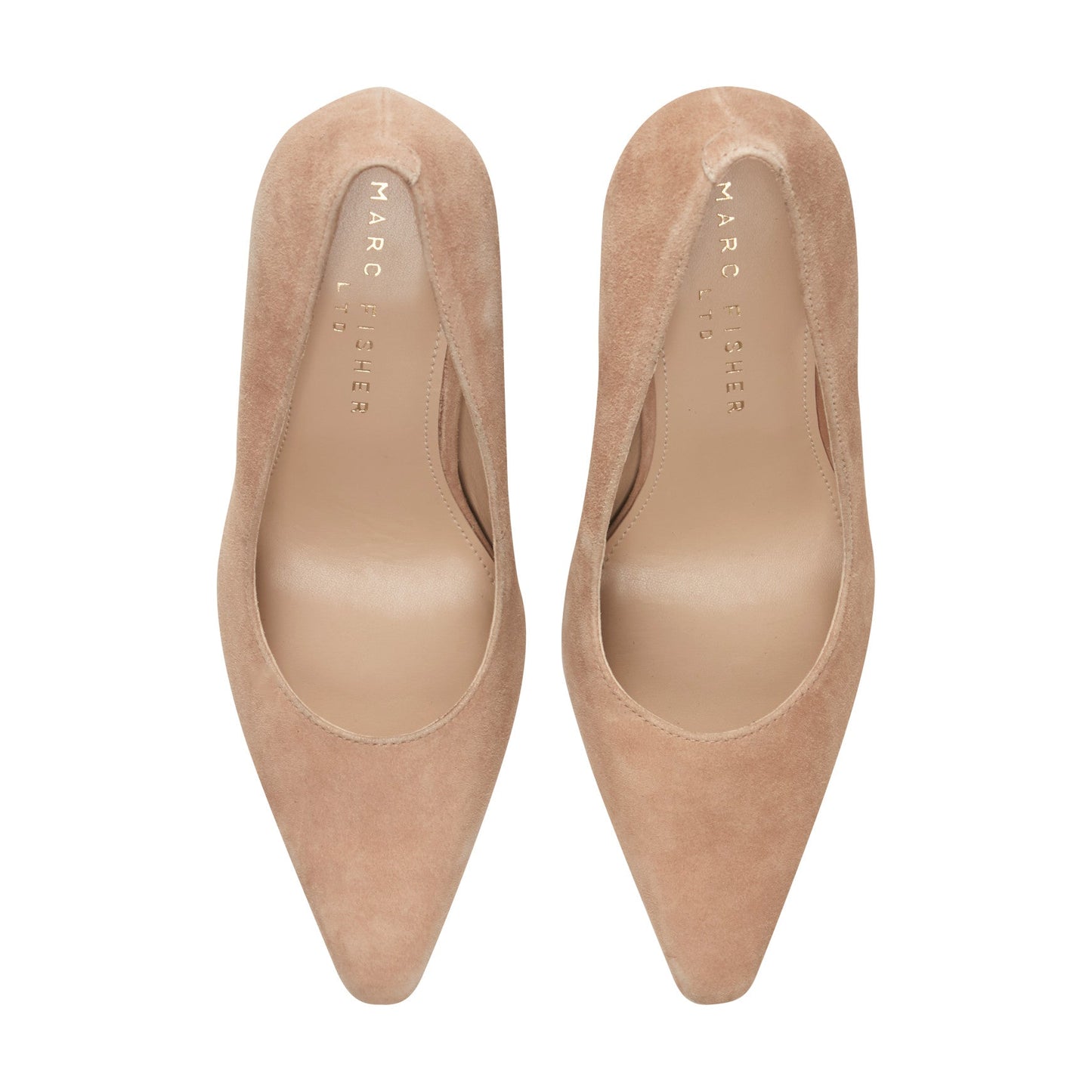 Marc Fisher Minny Leather Block Heel Pump - Medium Natural Suede