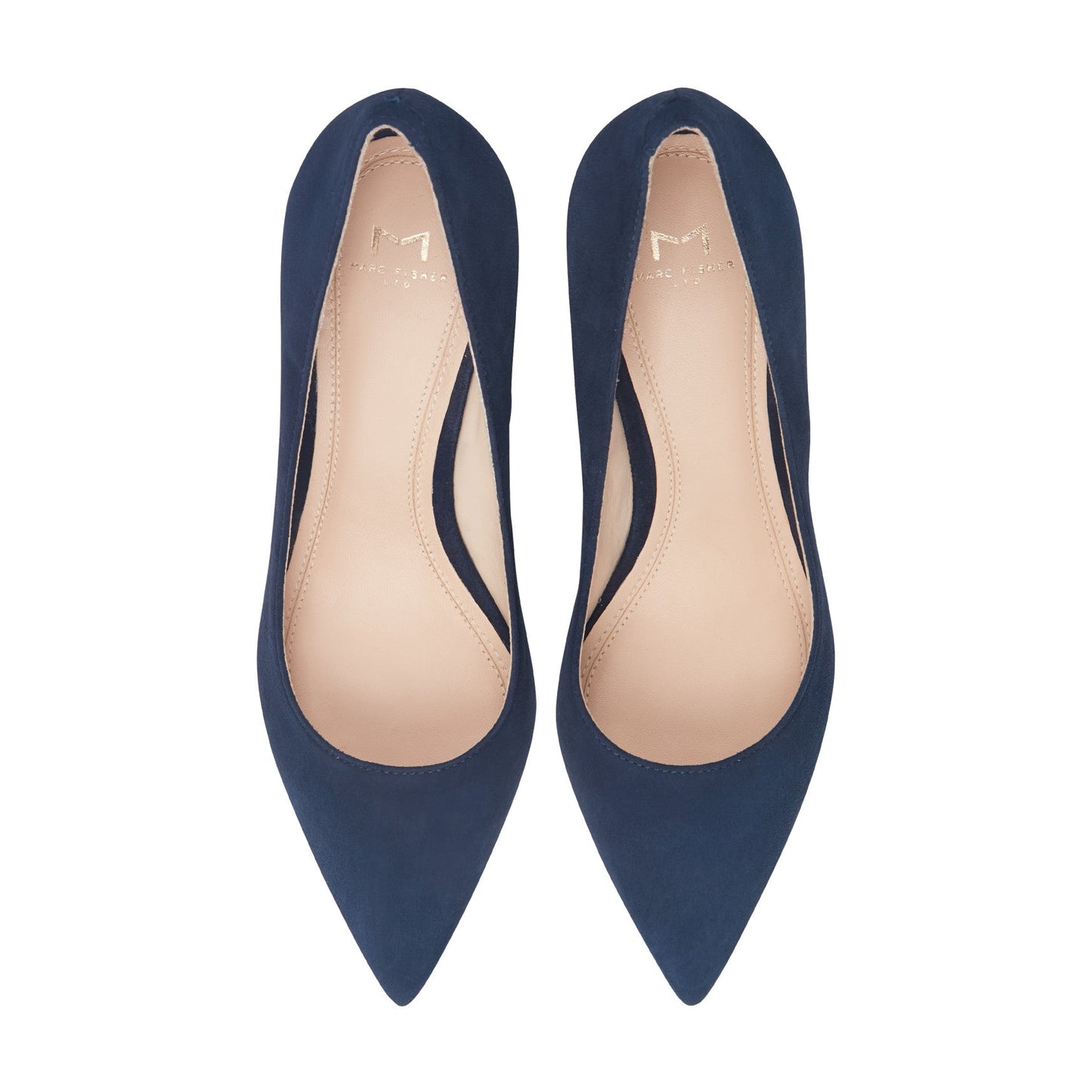 Marc Fisher Zala Block Heel Pointy Toe Pump - NAVY SUEDE