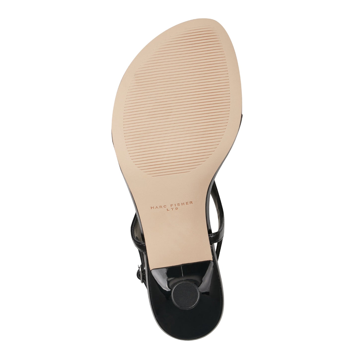 Marc Fisher Pelysa Leather Heeled Thong Sandal - Black Patent Leather