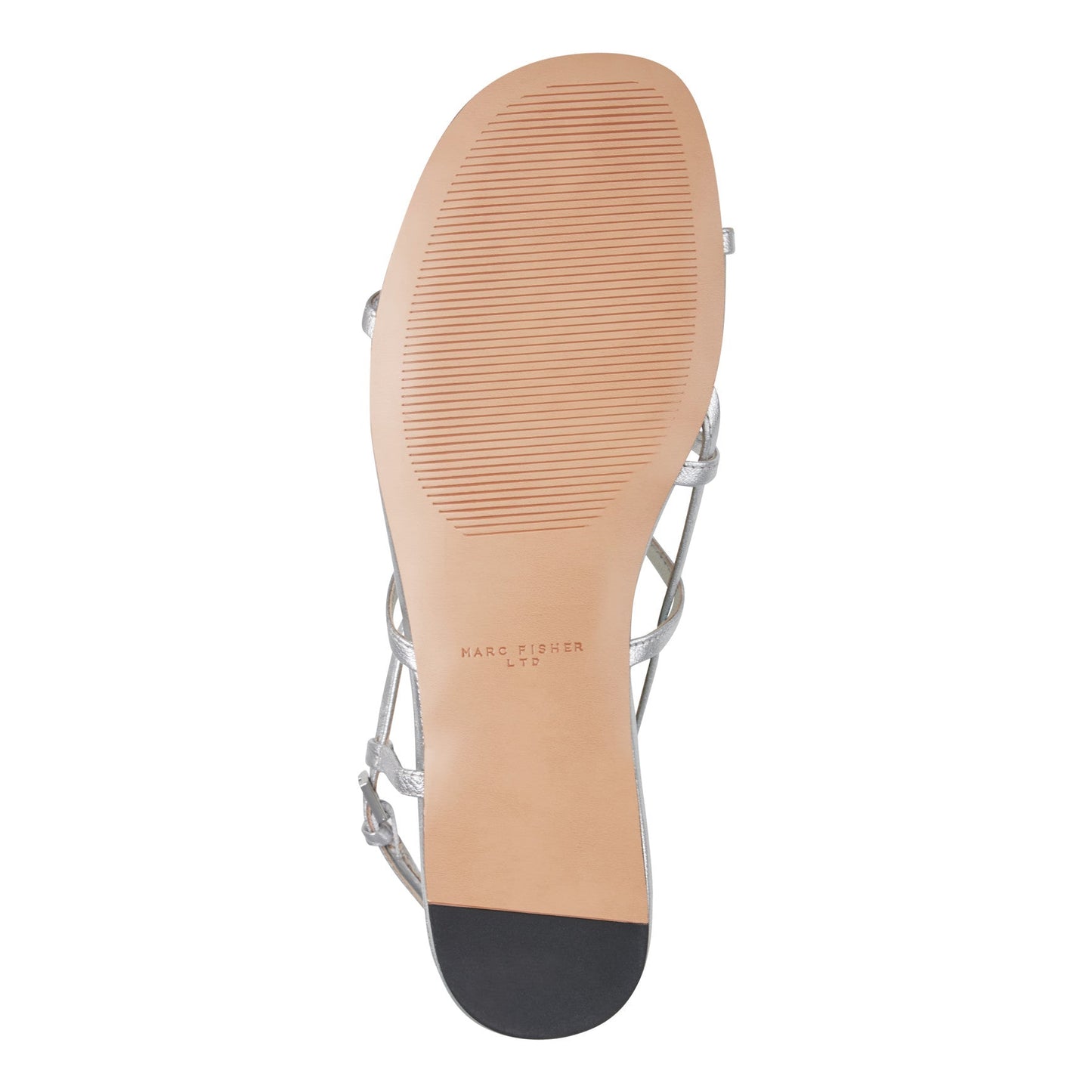 Marc Fisher Elysha Leather Flat Sandal - Silver Leather