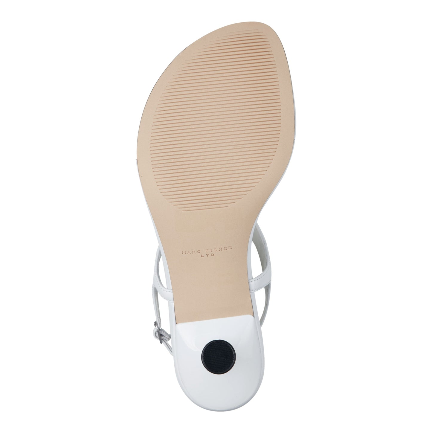 Marc Fisher Pelysa Leather Heeled Thong Sandal - White Patent Leather