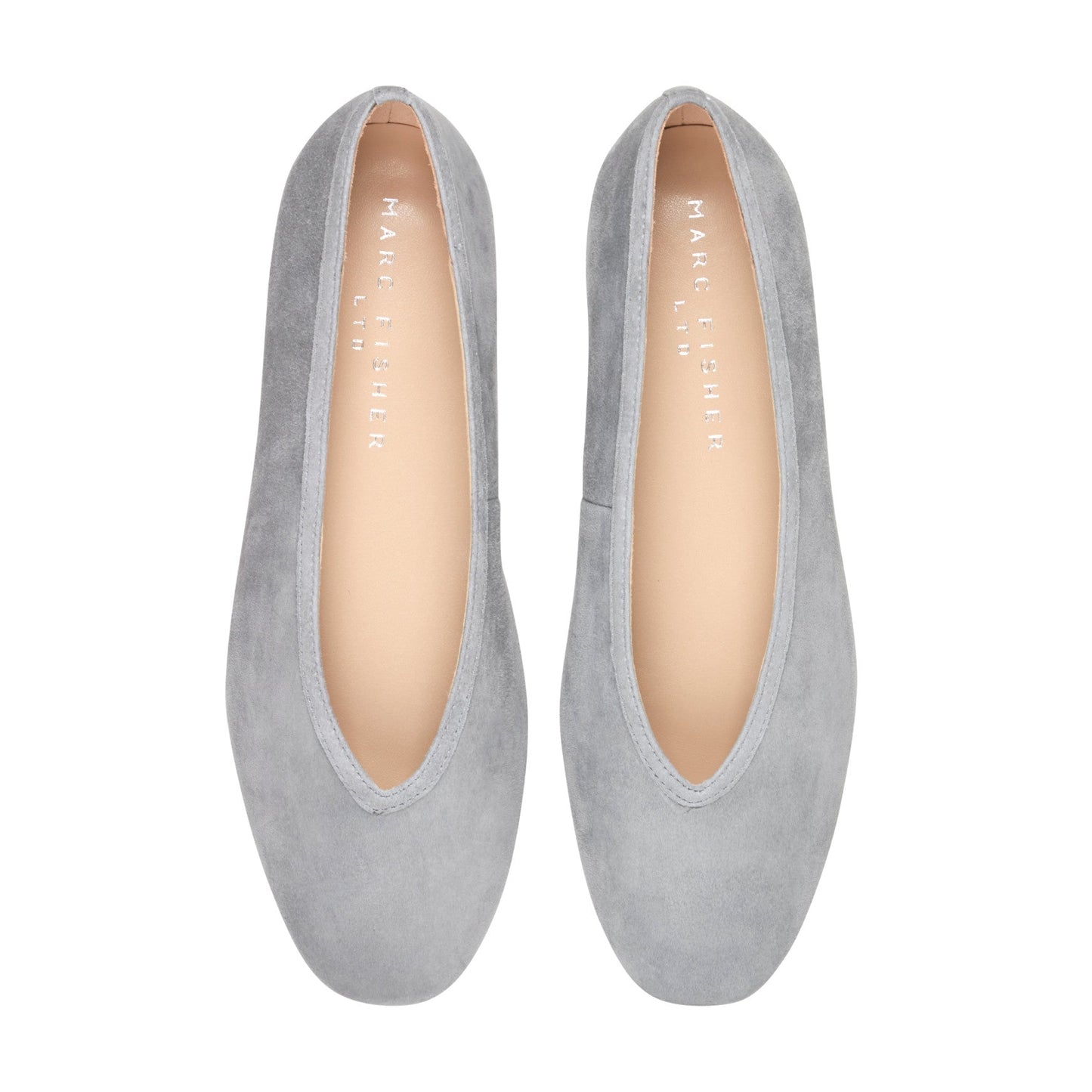 Marc Fisher Gradi Leather Ballet Flat - Light Grey Suede