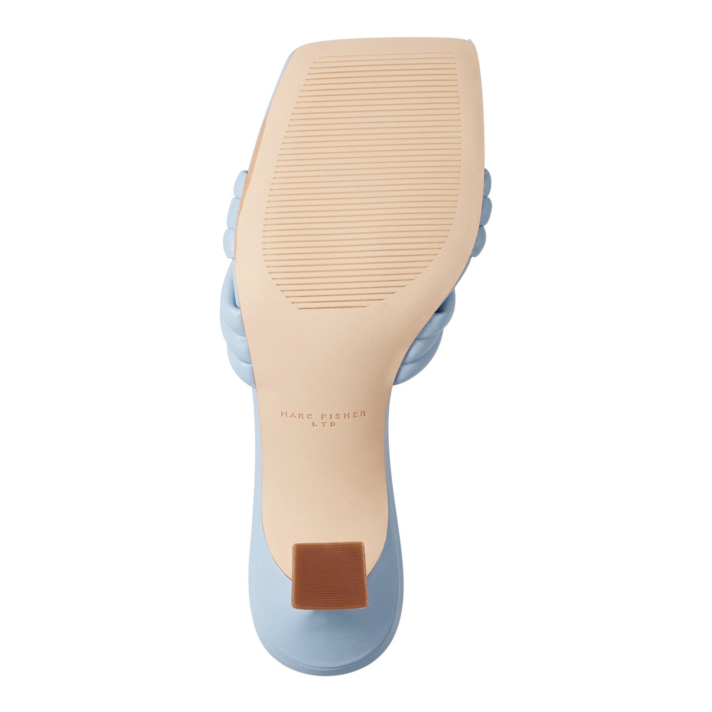 Marc Fisher Dru Knotted Leather Slide Sandal - Light Blue Leather