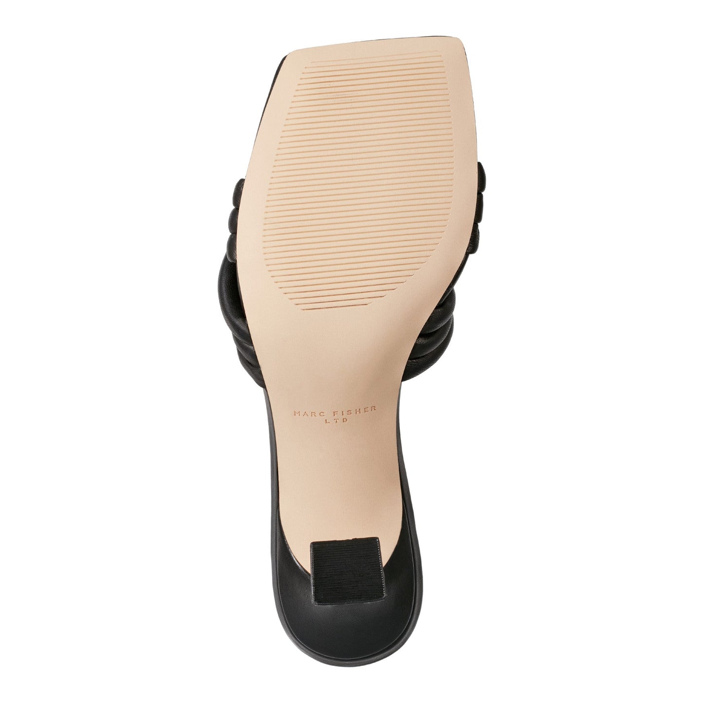 Marc Fisher Dru Knotted Leather Slide Sandal - Black Leather