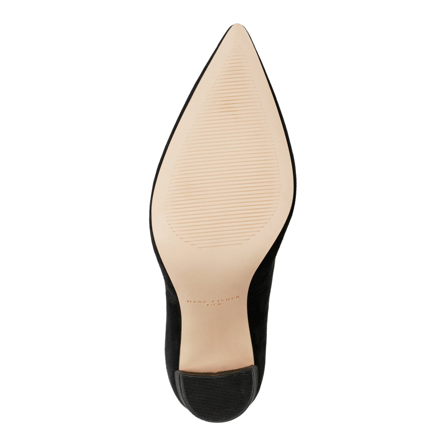 Marc Fisher Abilene Leather Block Heel Pointy Toe Pump - Black Suede