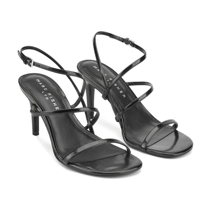 Marc Fisher Denzi Strappy Leather Sandal - Black Leather
