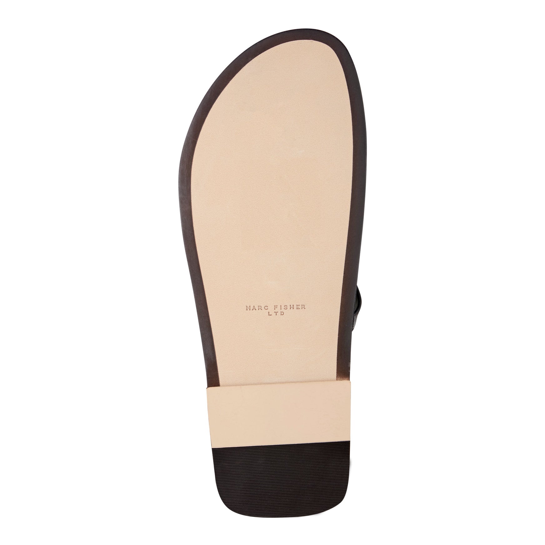 Marc Fisher Gynnie Flat Leather Sandal - Dark Brown Leather Embossed Croco
