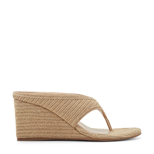 Marc Fisher Udena Wedge Thong Sandal - Natural Raffia