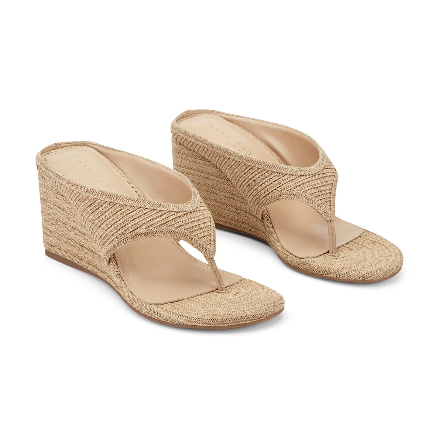 Marc Fisher Udena Wedge Thong Sandal - Natural Raffia