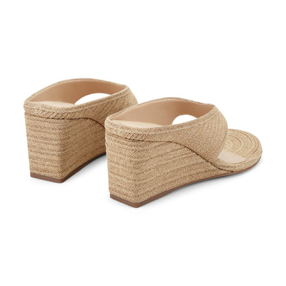 Marc Fisher Udena Wedge Thong Sandal - Natural Raffia