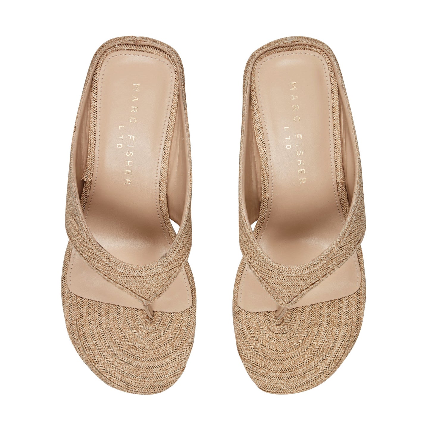 Marc Fisher Udena Wedge Thong Sandal - Natural Raffia