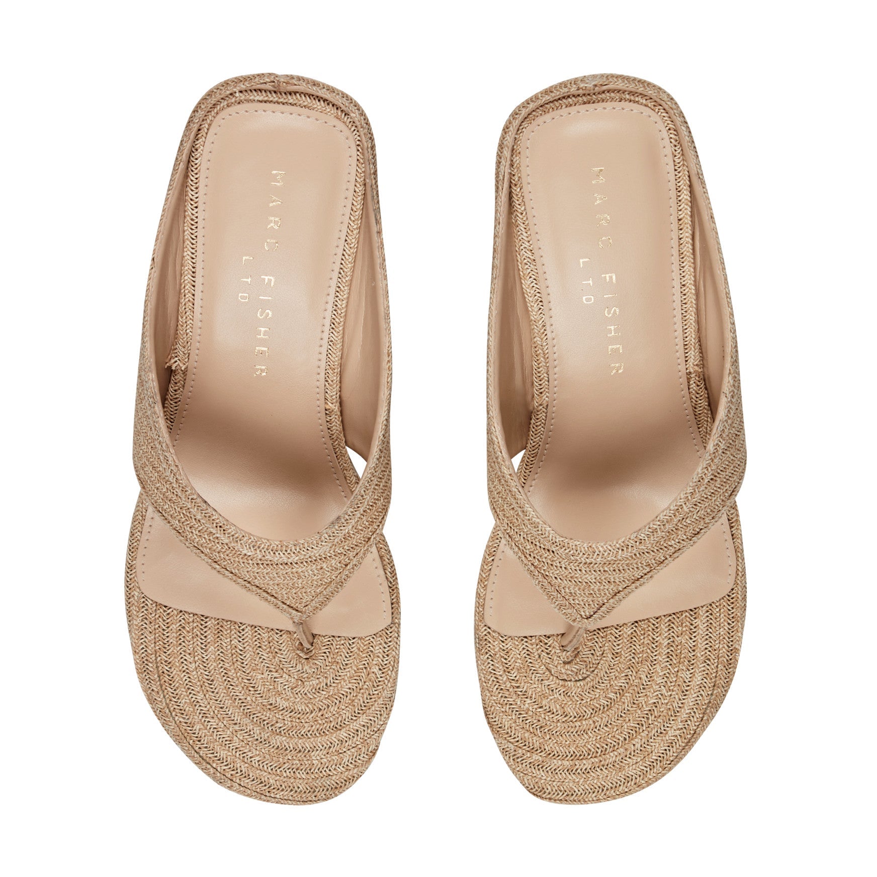 Marc Fisher Udena Wedge Thong Sandal - Natural Raffia