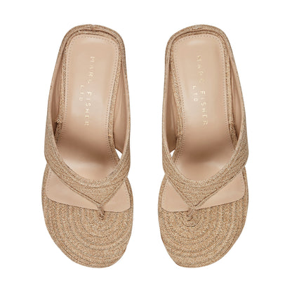 Marc Fisher Udena Wedge Thong Sandal - Natural Raffia