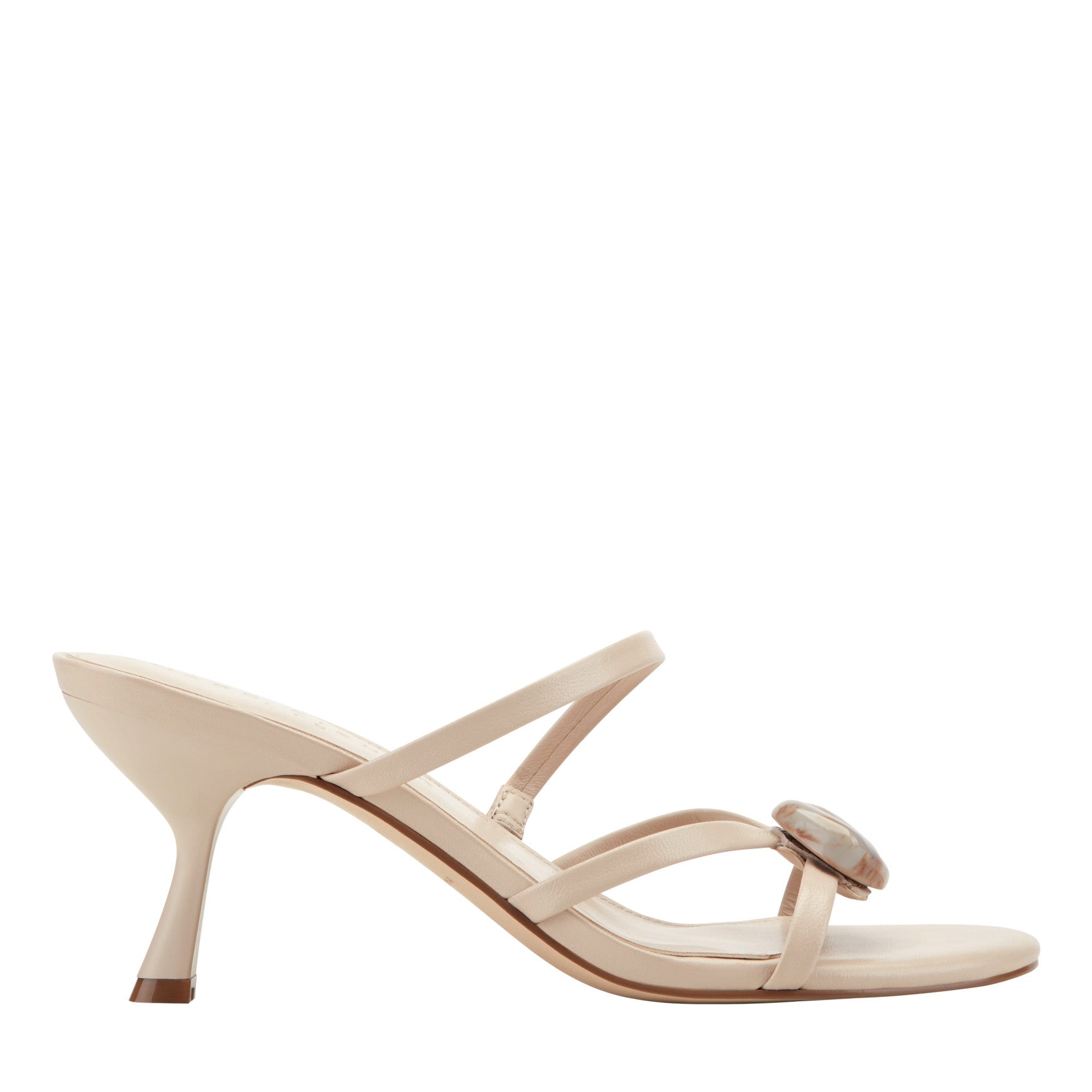 Marc Fisher Natesa Leather Embellished Sandal - Light Natural Leather