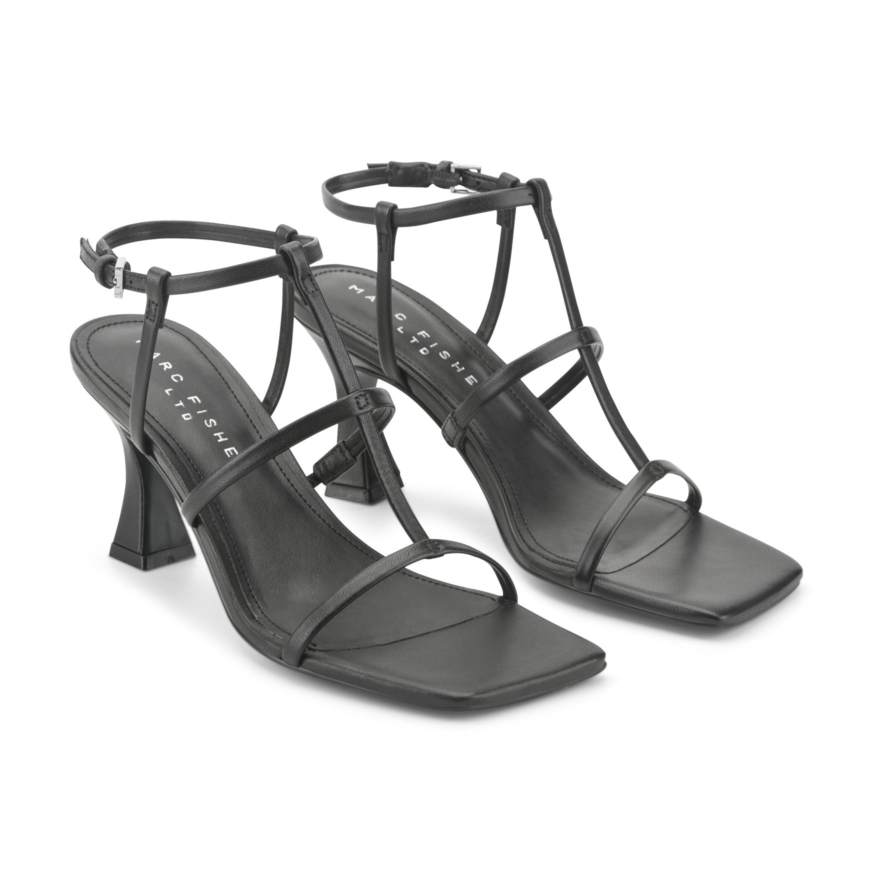 Marc Fisher Dennie Strappy Leather Dress Sandal - Black Leather