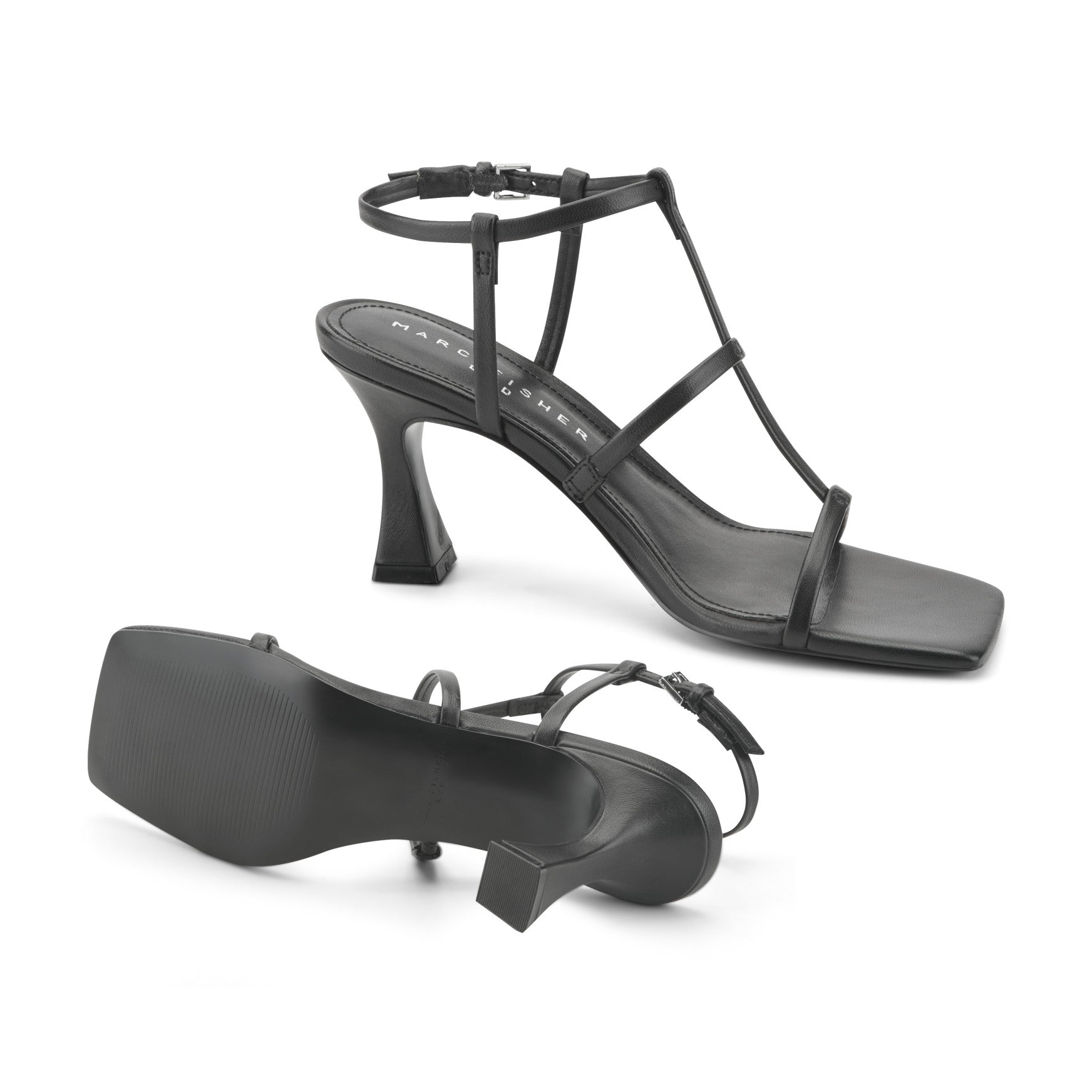 Marc Fisher Dennie Strappy Leather Dress Sandal - Black Leather