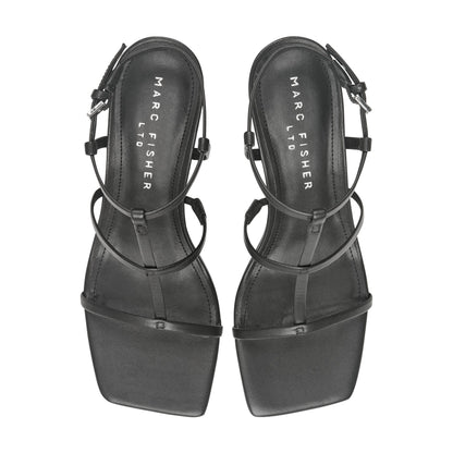 Marc Fisher Dennie Strappy Leather Dress Sandal - Black Leather