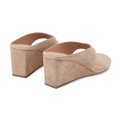 Marc Fisher Udena Wedge Thong Sandal - Light Tan Suede