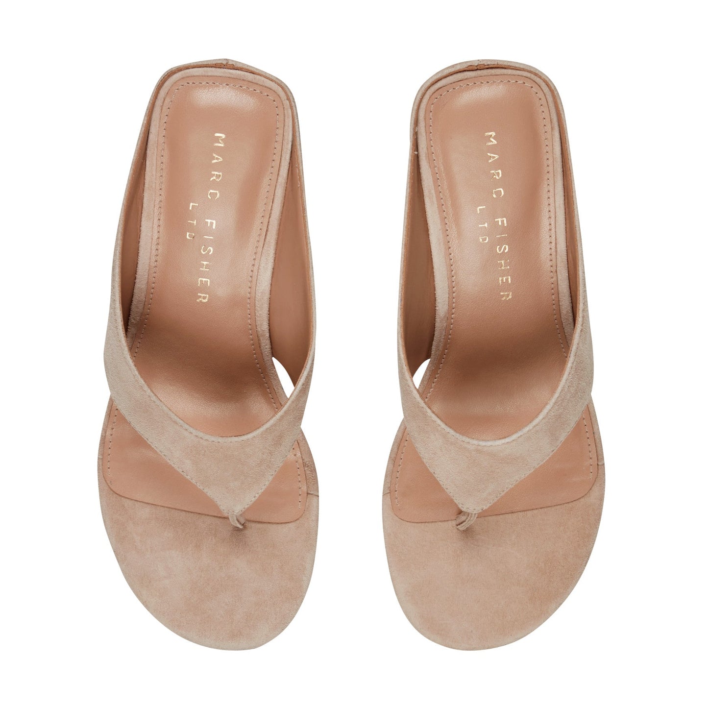Marc Fisher Udena Wedge Thong Sandal - Light Tan Suede