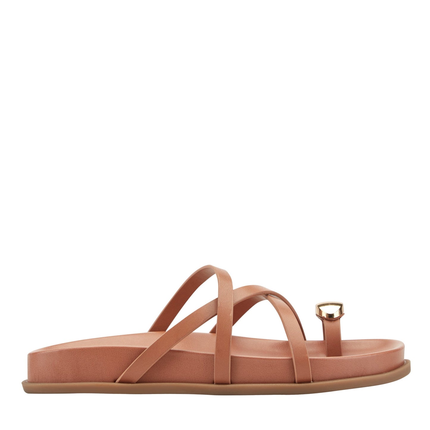 Marc Fisher Braidey Strappy Flat Leather Sandal - Natural Leather