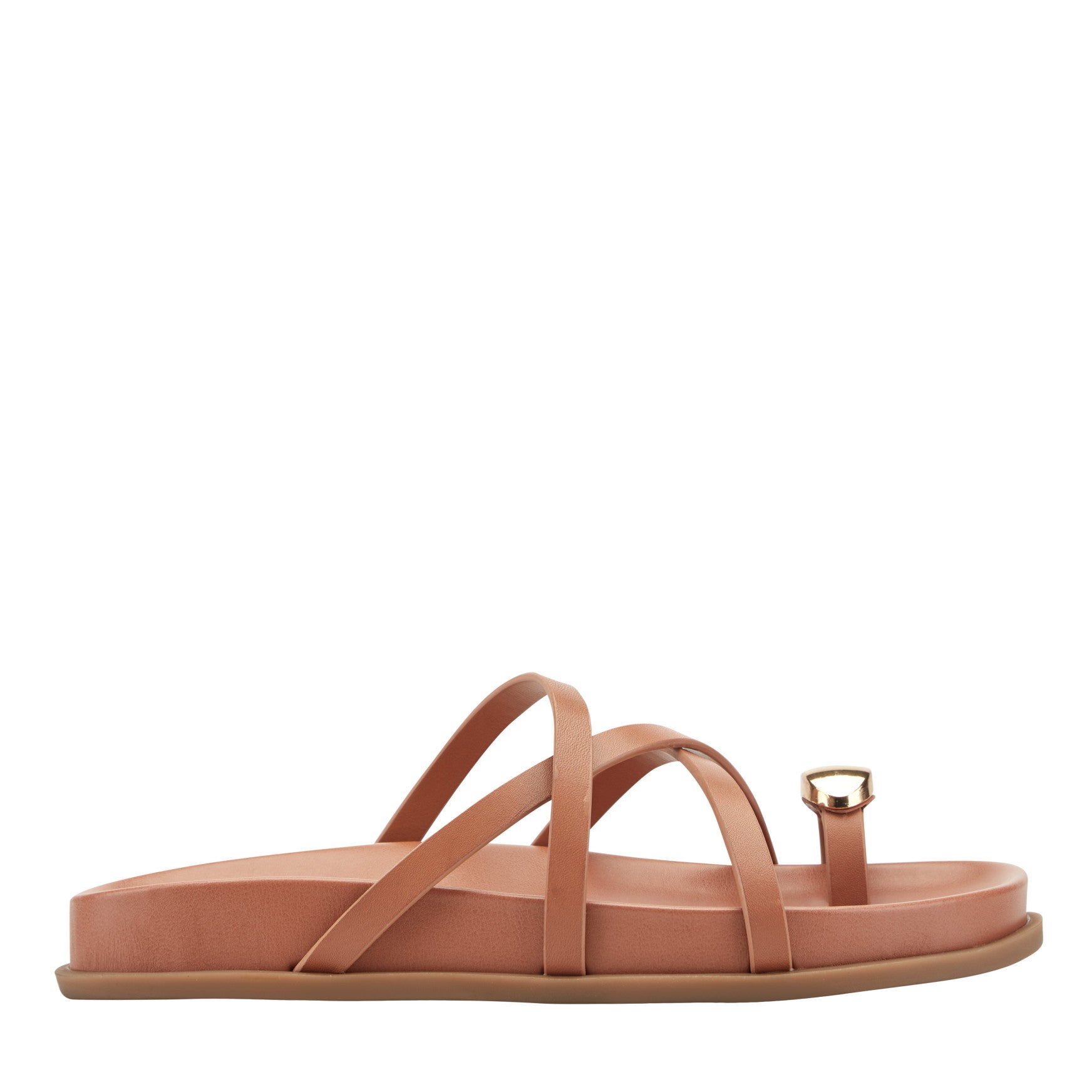 Marc Fisher Braidey Strappy Flat Leather Sandal - Natural Leather
