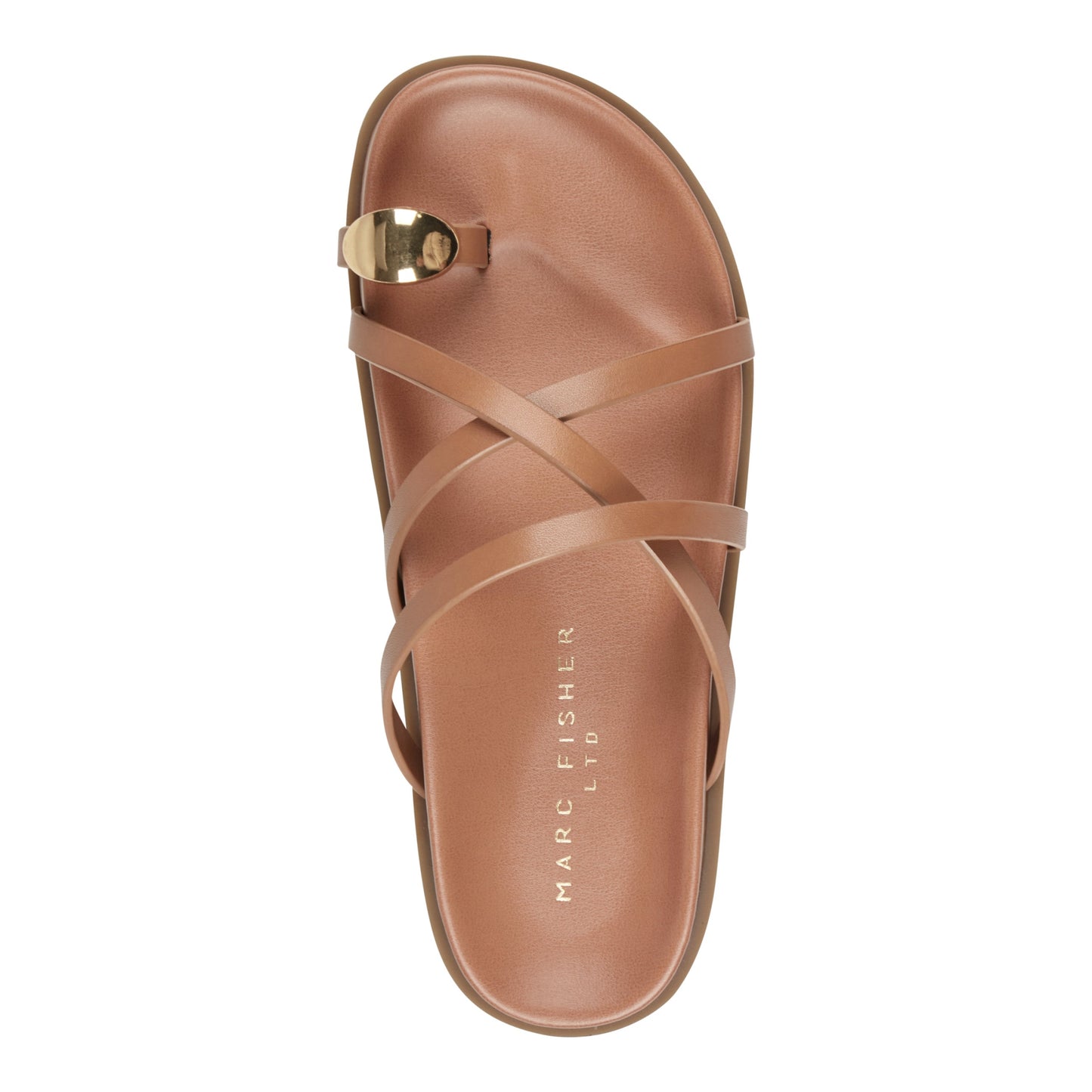 Marc Fisher Braidey Strappy Flat Leather Sandal - Natural Leather