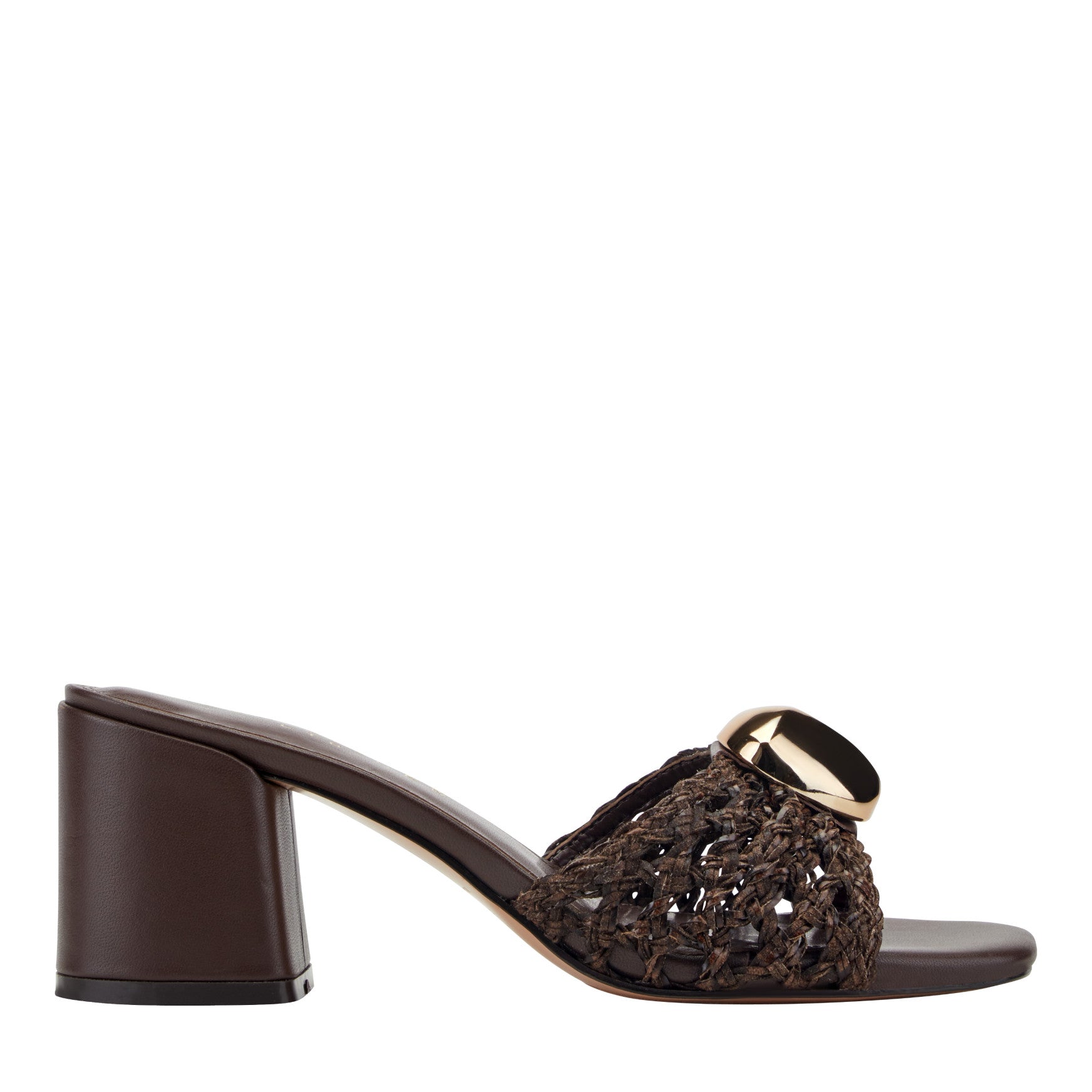 Marc Fisher Farrel Woven Mule Sandal - Dark Brown