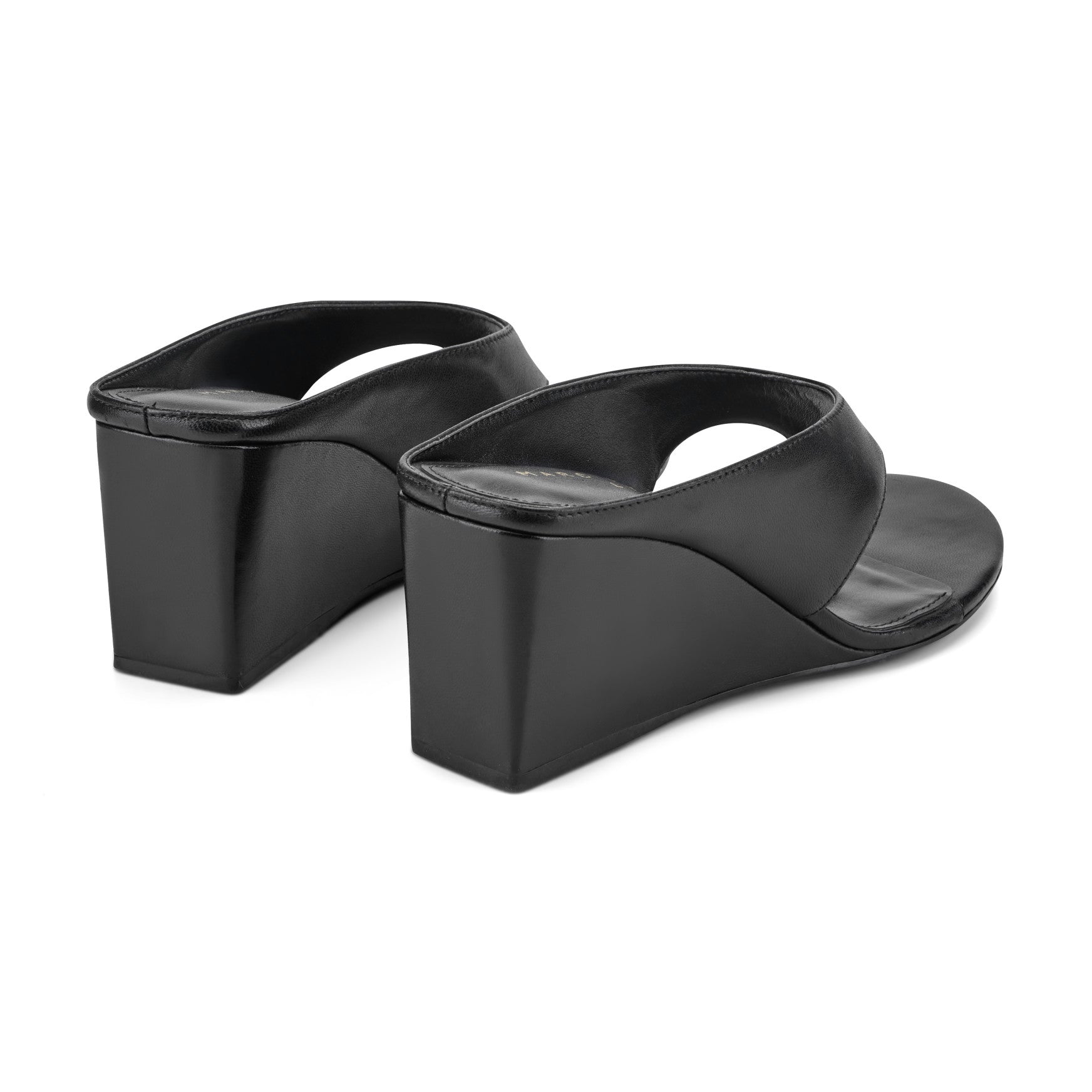 Marc Fisher Udena Wedge Thong Sandal - Black Leather