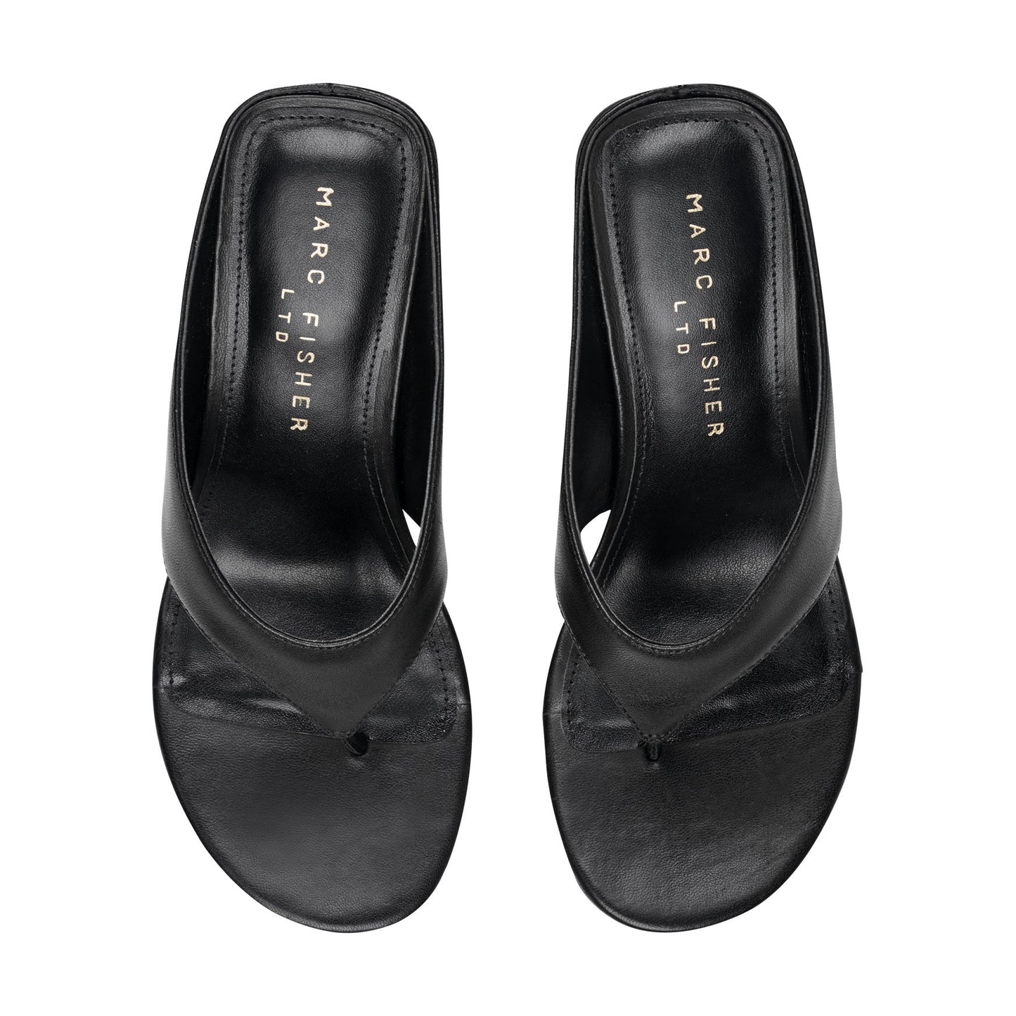 Marc Fisher Udena Wedge Thong Sandal - Black Leather