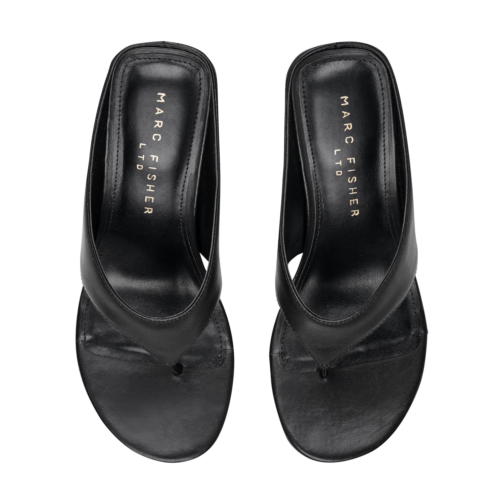 Marc Fisher Udena Wedge Thong Sandal - Black Leather