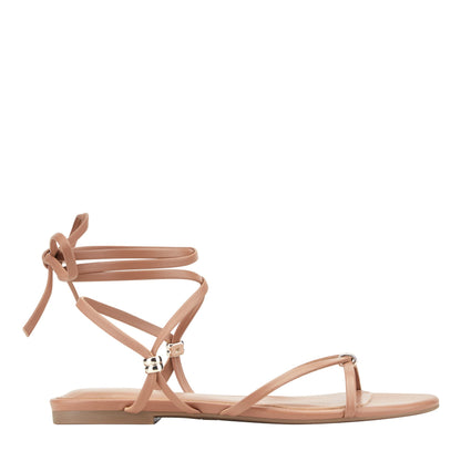 Marc Fisher Este Ankle Wrap Leather Sandal - Natural Leather
