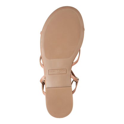 Marc Fisher Este Ankle Wrap Leather Sandal - Natural Leather