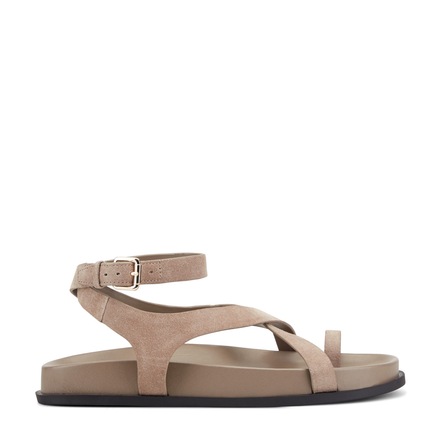 Marc Fisher Bevy Footbed Leather Sandal - Taupe Suede