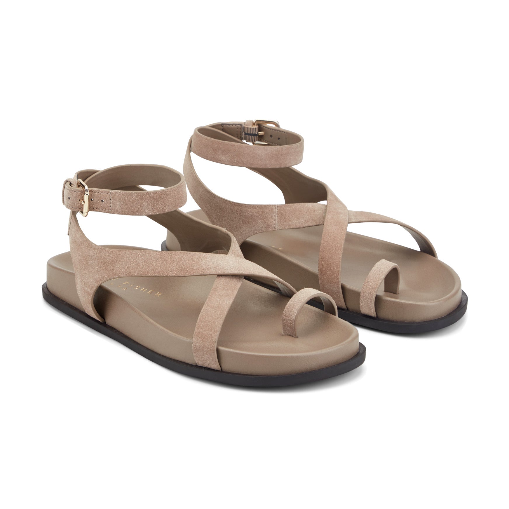 Marc Fisher Bevy Footbed Leather Sandal - Taupe Suede