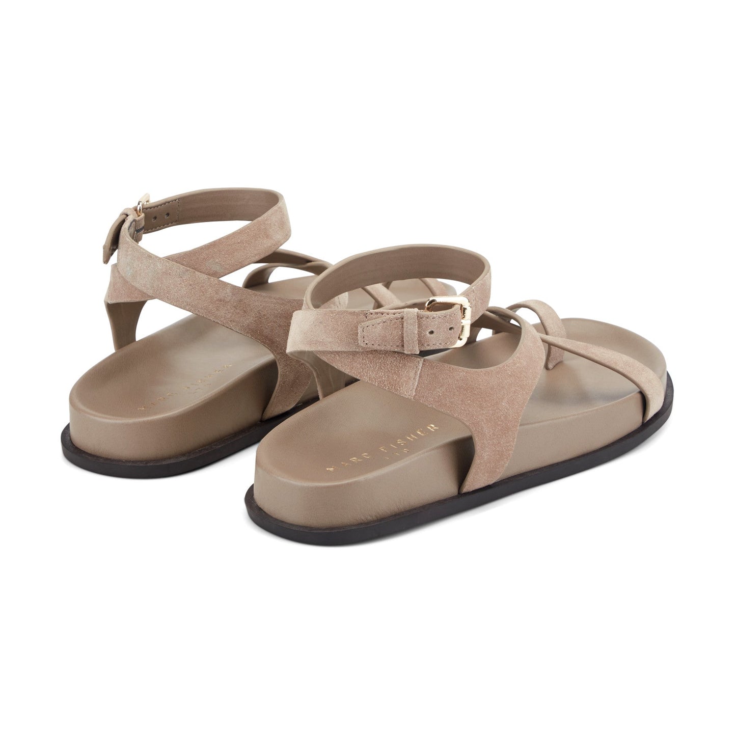 Marc Fisher Bevy Footbed Leather Sandal - Taupe Suede