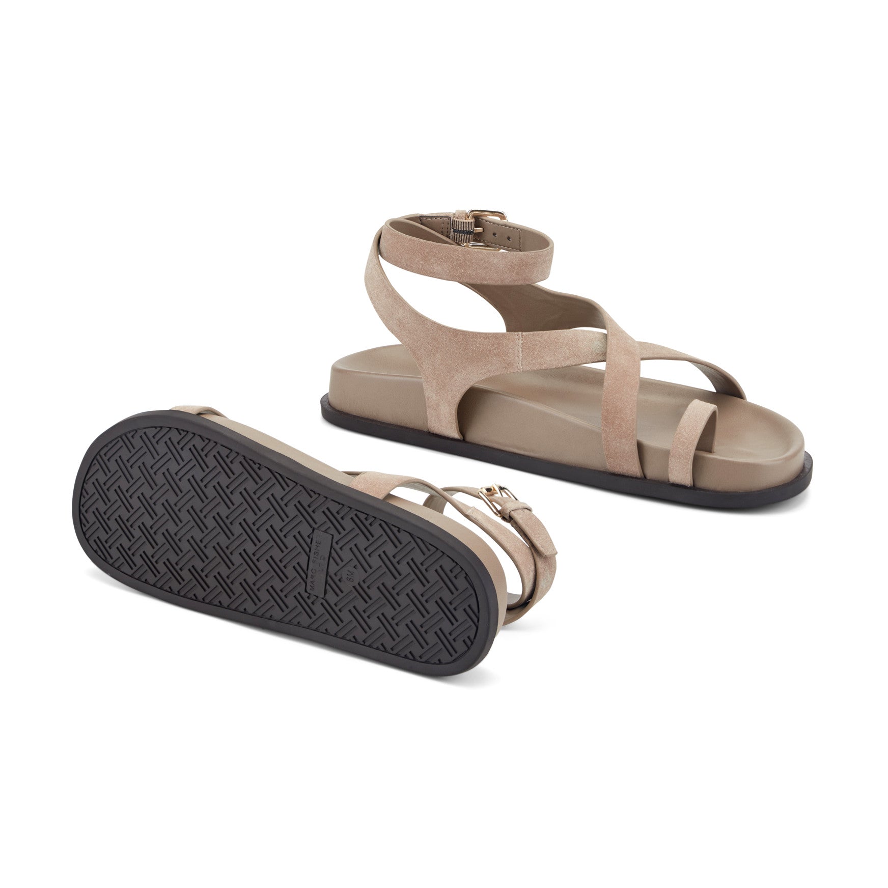 Marc Fisher Bevy Footbed Leather Sandal - Taupe Suede