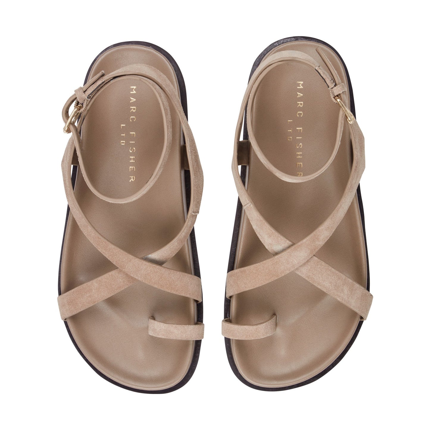 Marc Fisher Bevy Footbed Leather Sandal - Taupe Suede