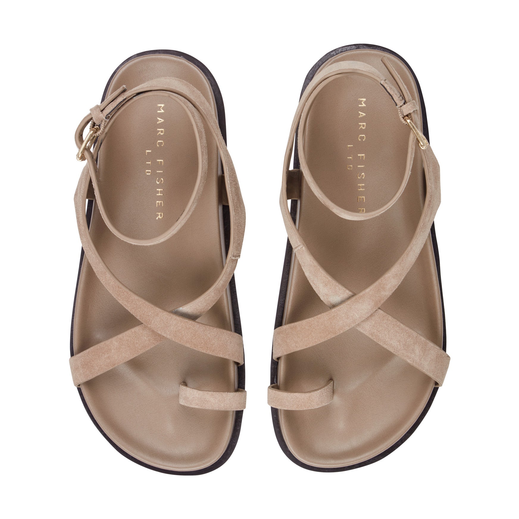 Marc Fisher Bevy Footbed Leather Sandal - Taupe Suede