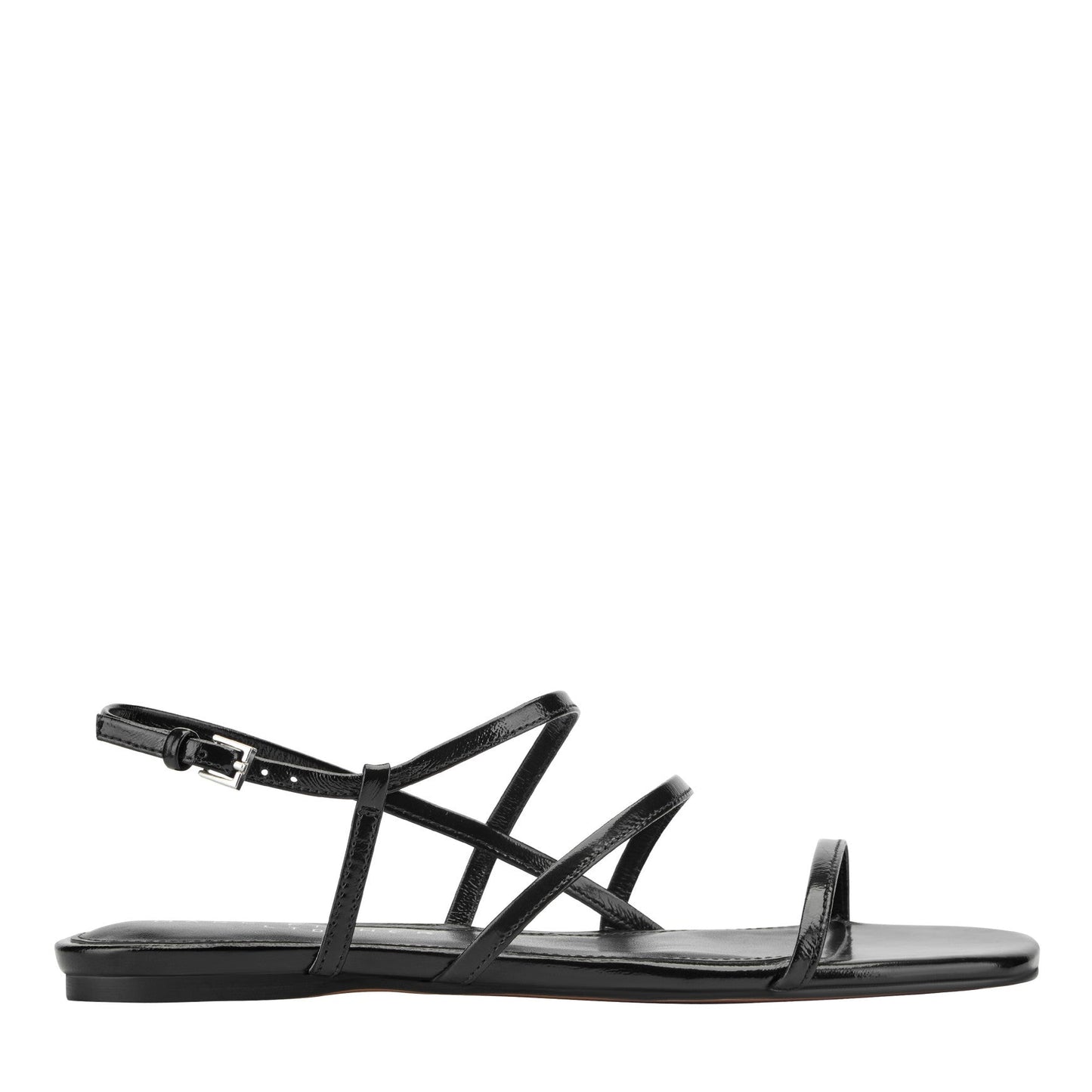 Marc Fisher Elysha Leather Flat Sandal - Black Leather