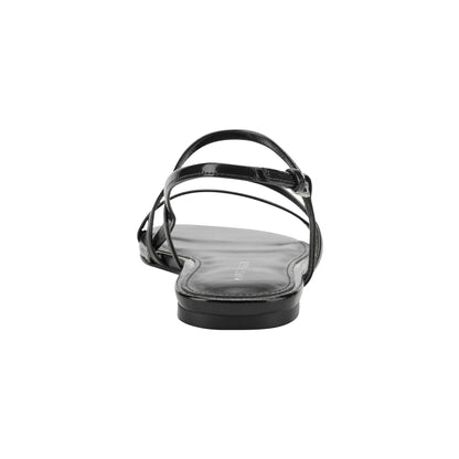 Marc Fisher Elysha Leather Flat Sandal - Black Leather