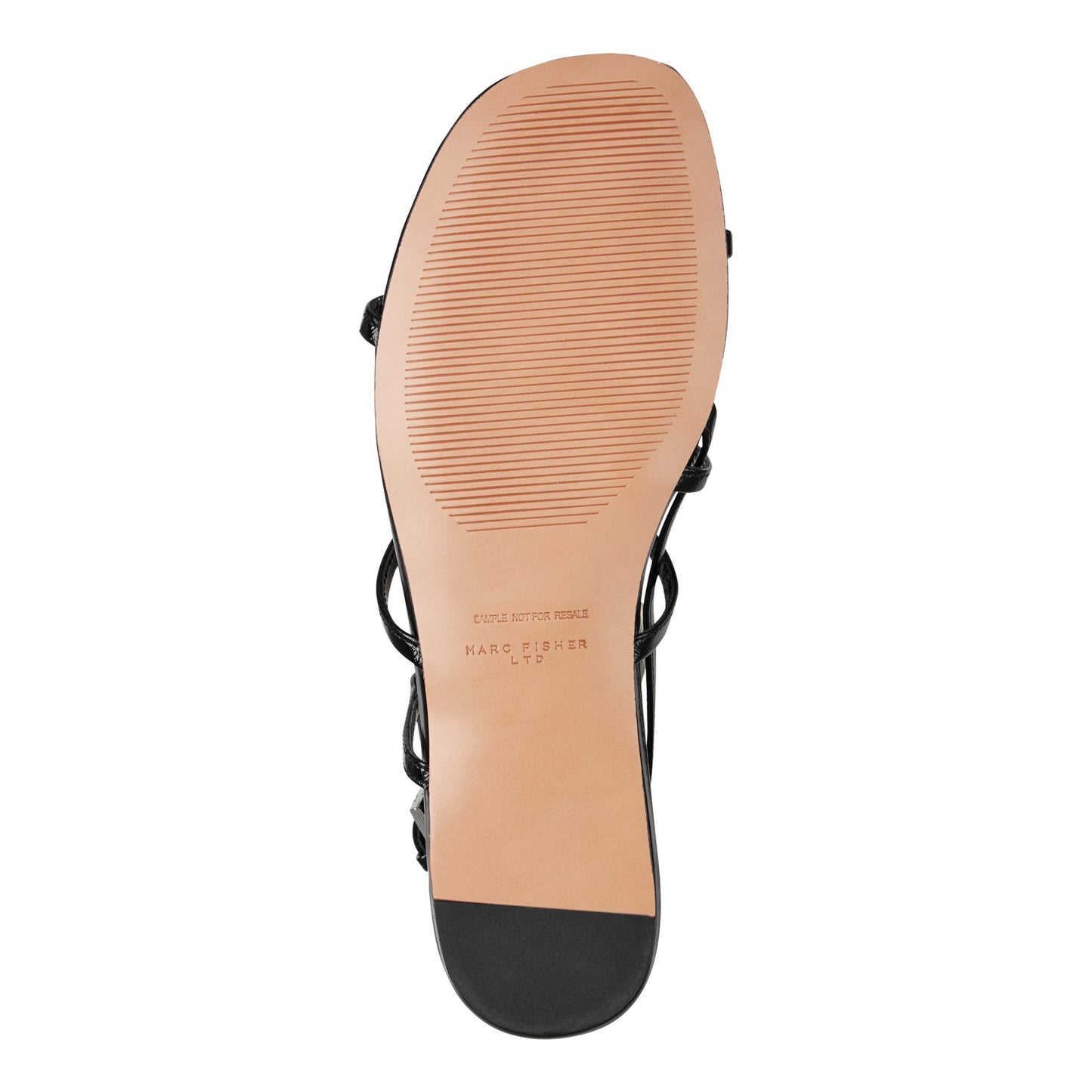 Marc Fisher Elysha Leather Flat Sandal - Black Leather