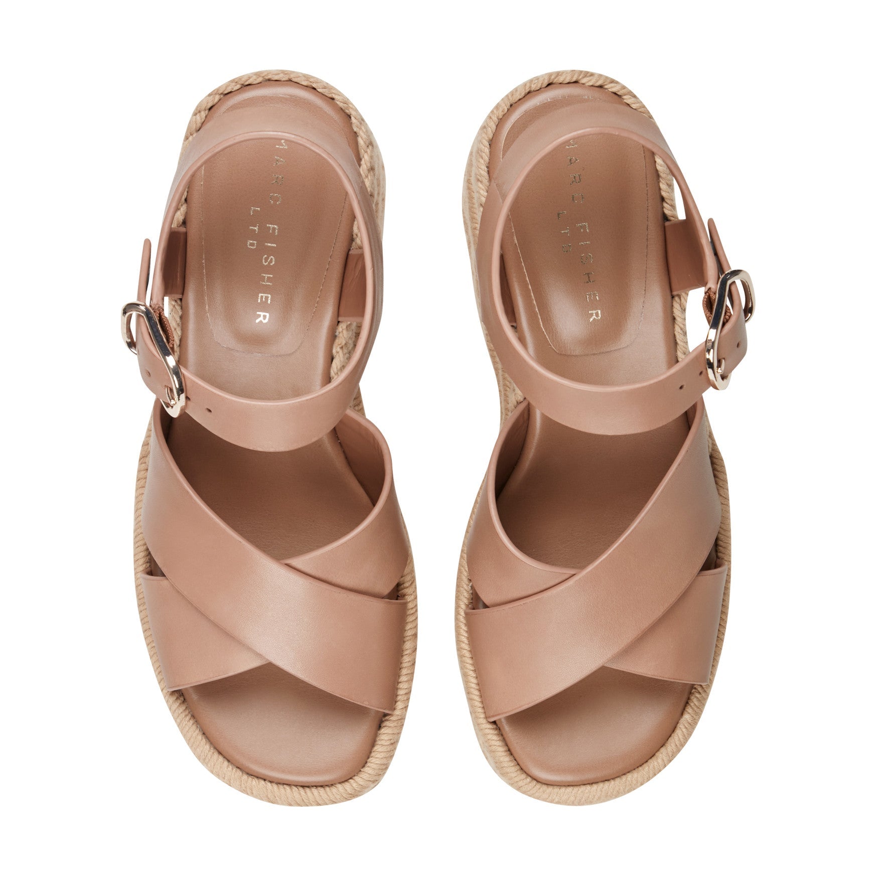 Marc Fisher Pasion Espadrille Wedge Sandal - Brown Leather