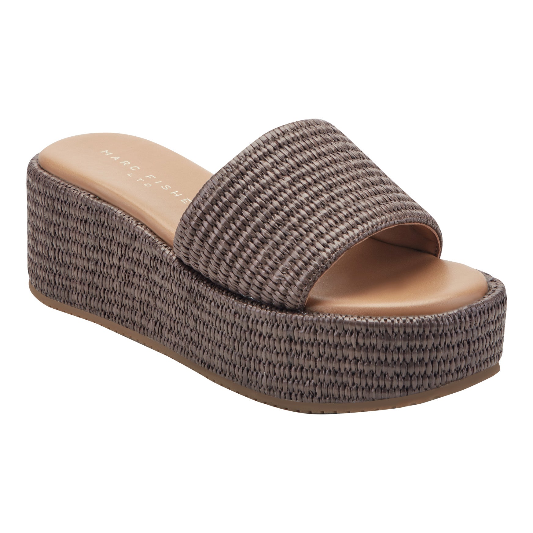 Marc Fisher Daylin Flatform Sandal - Brown Raffia