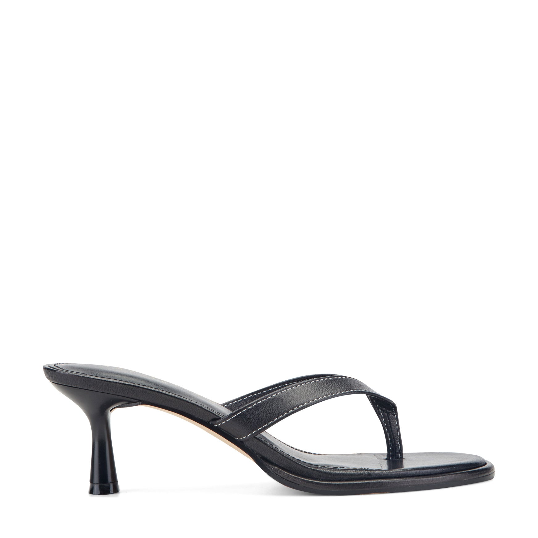 Marc Fisher Antonia Leather Thong Sandal - Black Leather